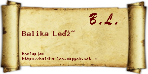 Balika Leó névjegykártya